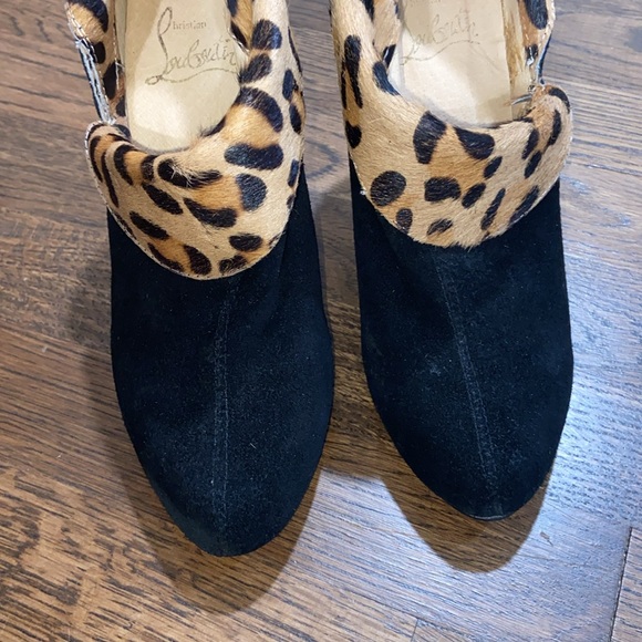 Christian Louboutin Black Suede Leopard Pony Boots / Booties - Picture 5 of 9